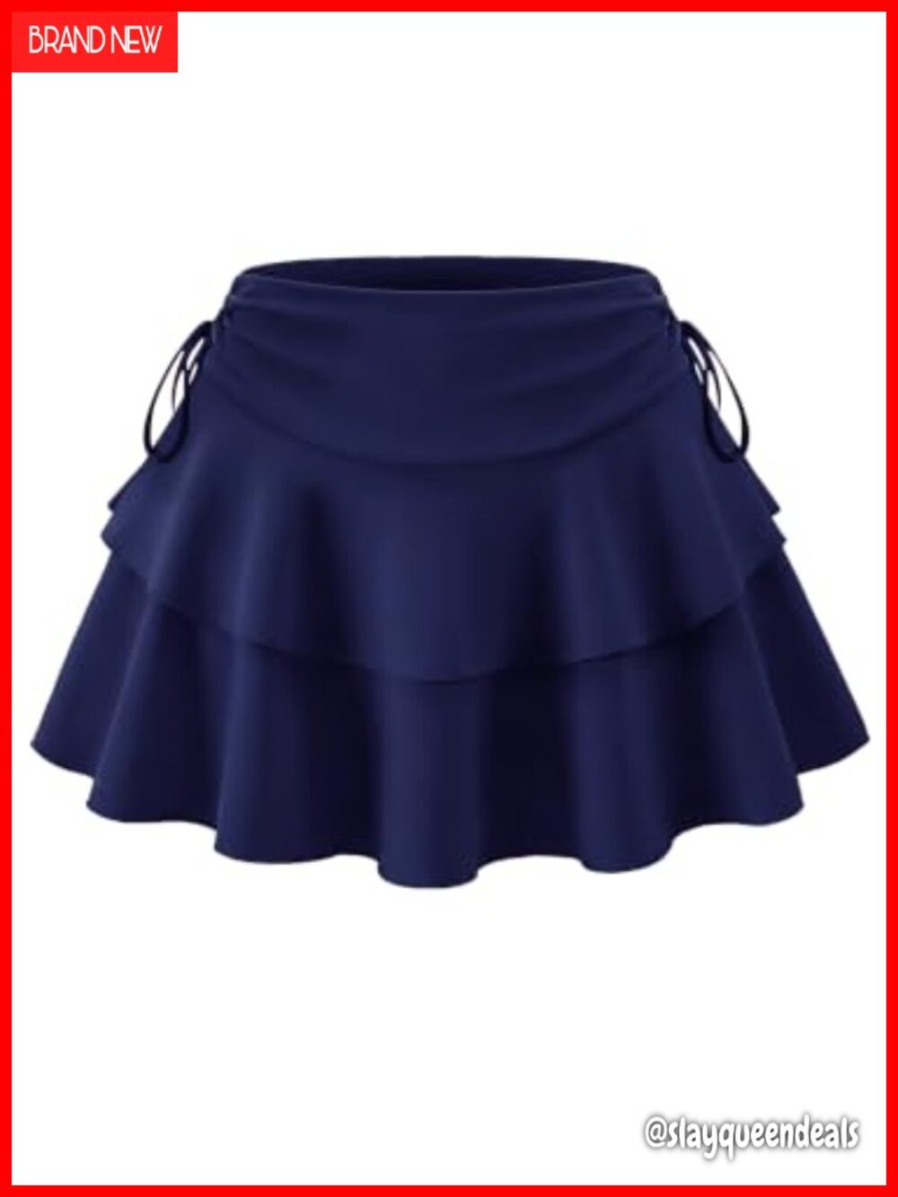 Bridesmay Tiered Ruffle Mini Skort Built-in Shorts Drawstring Waist